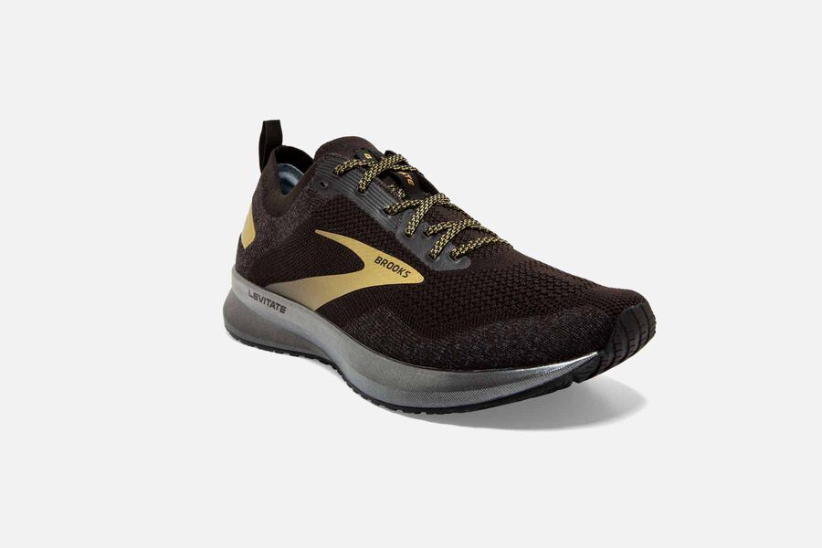 Brooks Running Shoes - Levitate 4 Road Mens - Black/Gold - PXI-472316